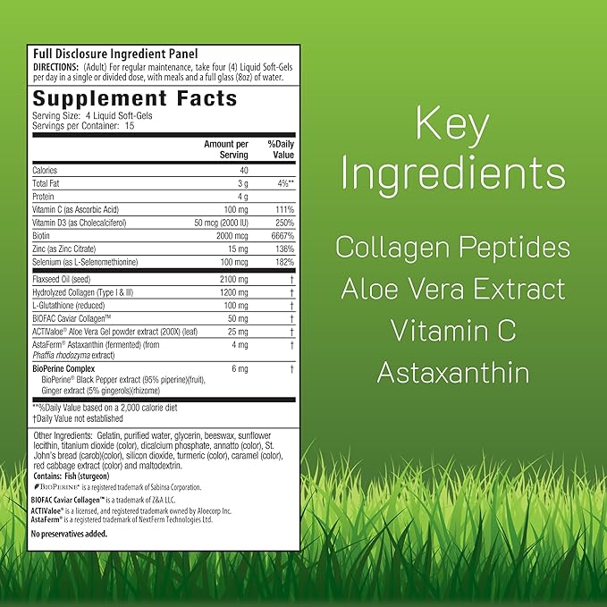 Irwin Naturals Collagen Peptides + Astaxanthin Type I II &amp III 60 Liquid Soft-Gels