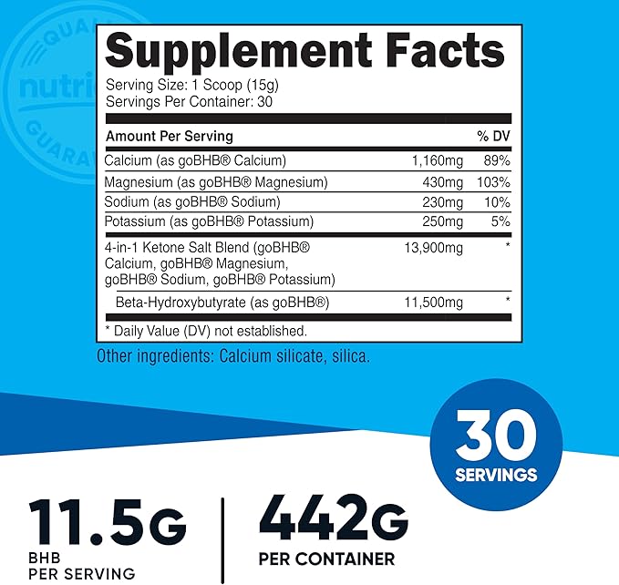 Nutricost Keto BHB Exogenous Ketones 4-in-1 (30 Servings) 12g Beta-Hydroxybutyrate (BHB) Per Serving (Unflavored) - Ketone Salts