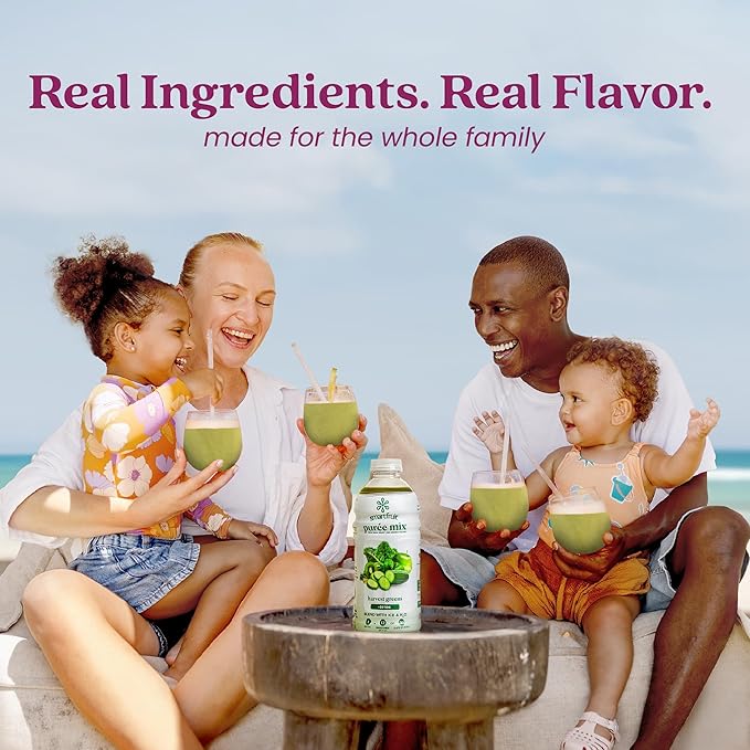 Smartfruit Harvest Greens + Detox – 100% Real Fruit Purée with Kiwi Cucumber Kale Spinach Lemongrass Apple &amp Banana – Great for Smoothies Juice Yogurt Cocktails Teas &amp More – 2-Pk 48