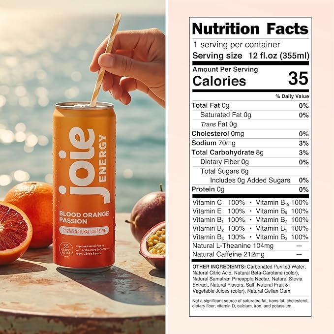 Joie Energy Drink (Blood Orange Passion 12 Fl Oz (Pack of 12))