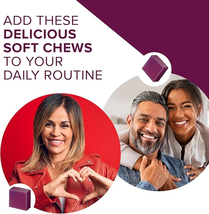 Qunol Beets Chews for Blood Pressure Support3 in 1 Beets + CoQ10 + Grape Seed ExtractSupports Healthy Blood Circulation &amp Heart Healthy Energy90 Chews(Pack of 2)