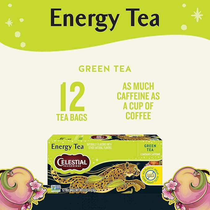 Celestial Seasonings Energy Green Tea Caffeinated 12 Tea Bags Box (Pack of 6)