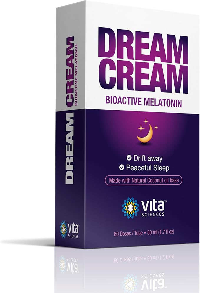 Vita Sciences Dream Cream Melatonin 3mg - The Best Natural Sleep Aid Topical Sleep Cream Is a Safe Alternative to Sleeping Pills. Fragrance-Free Lotion