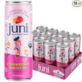 Juni Sparkling Adaptogen Drink with Ashwagandha Lion’s Mane &amp Reishi Mushrooms | Green Tea for Focus Zero Sugar 5 Calories | Decaffeinated Non Alcoholic Drinks - Strawberry Hibiscus 12 pack