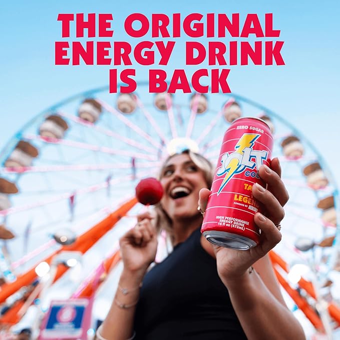 JOLT Cola Energy Drink – 200mg Caffeine Zero Sugar 16oz Can – Classic 80s Flavor Nootropics B-Vitamins Metabolism Boost – Performance Energy Beverage (12 Pack)