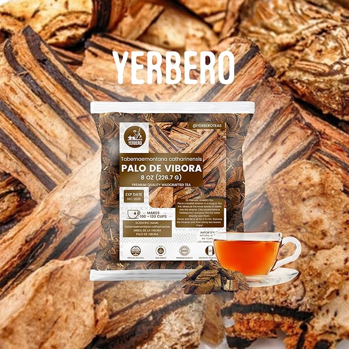 Yerbero - 2 Piece Bundle - Palo De Víbora 1LB (453g) + Quina Roja 1LB (453g) | Duo Tes Herbales De Árbol De la Víbora &amp Red Cinchona Bark | 2 Bag Duo Quina Roja Bark &amp Raiz Palo De Vibora Herb