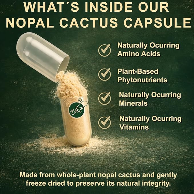 Nopal Cactus Capsules - Freeze Dried Prickly Pear Extract - Fiber Supplement for Metabolic Health Support - Rich in Betalains &amp Nitrates - Non-GMO - 120 Veggie Caps (4 Bottles)