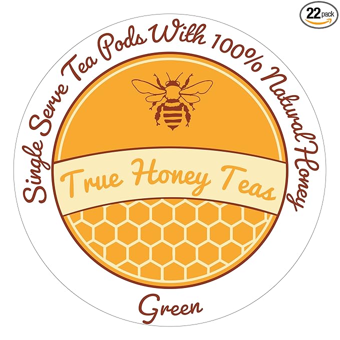 True Honey Green Tea Pods - Honey Crystals Blended in Every Tea Pod Supports Heart Health Excellent Antioxidants All Natural Organic Herbal &amp Caffeine-Free 22 Green Tea Pods