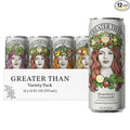 GREATER THAN Hydration for Her - Nutrient Enhanced Coconut Water Electrolyte Beverage with Real Fruit Plant-Based Vitamins &amp Fiber Clean Functional Hydration Variety Pack 12 oz (12 Pack)
