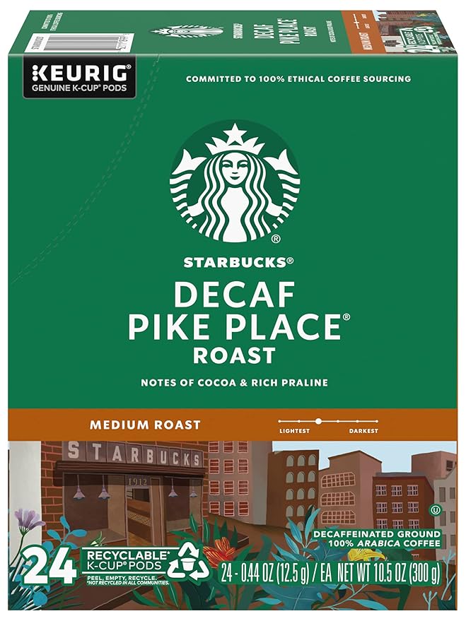 Starbucks Decaf Pike Place Roast K Cups 72 Count (3 boxes of 24 K-Cups)