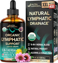 USDA Organic Lymphatic Drainage Supplement - Echinacea | Elderberry | Dandelion | Rosehip | Cleavers | Calendula | Burdock - Made in USA - Lymph System Drops - Immune Support Cleanse &amp Detox 4 f