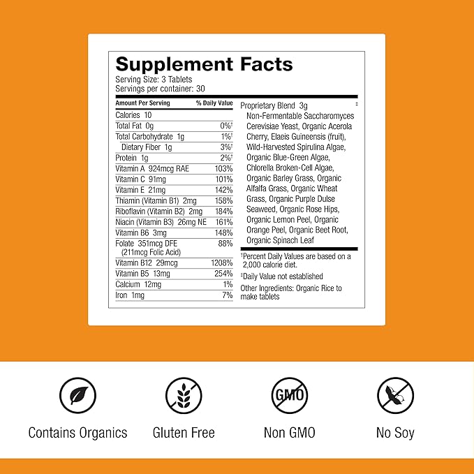 Dr. Schulze's SuperFood 100 - Everyday Superfood Supplement to Support Overall Wellness - Mutivitamin Support for Cellular Nutrition &amp Energy - Clean Ingredients - Gluten-Free &amp Dairy-Free - 9