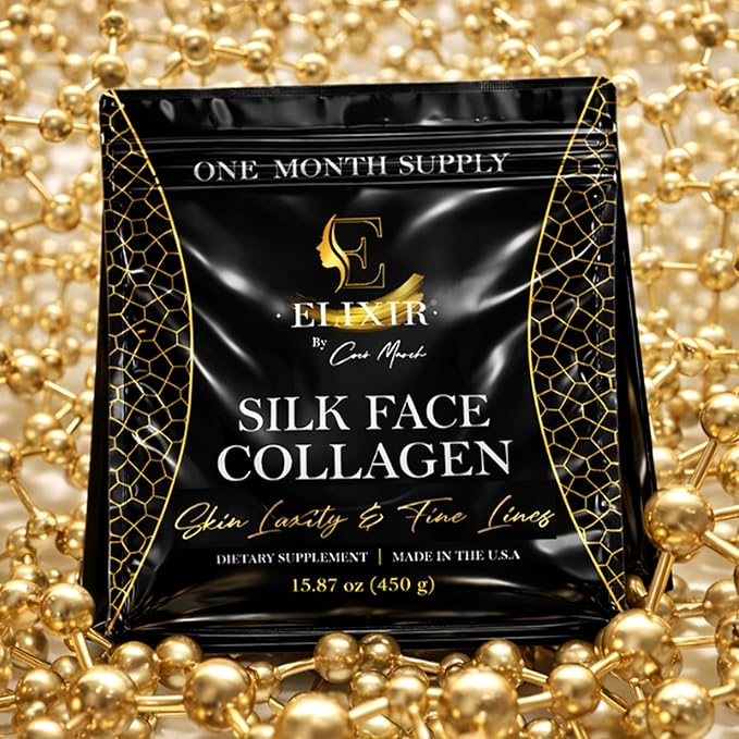 Silk Face Collagen - Collagen Peptides Powder for Women Face and Neck 14g Protein | Ultra Low Molecular Weight Collagen – for Skin Hair Nail Joint &amp Gut Health 15.87 oz (450g) Cocó March