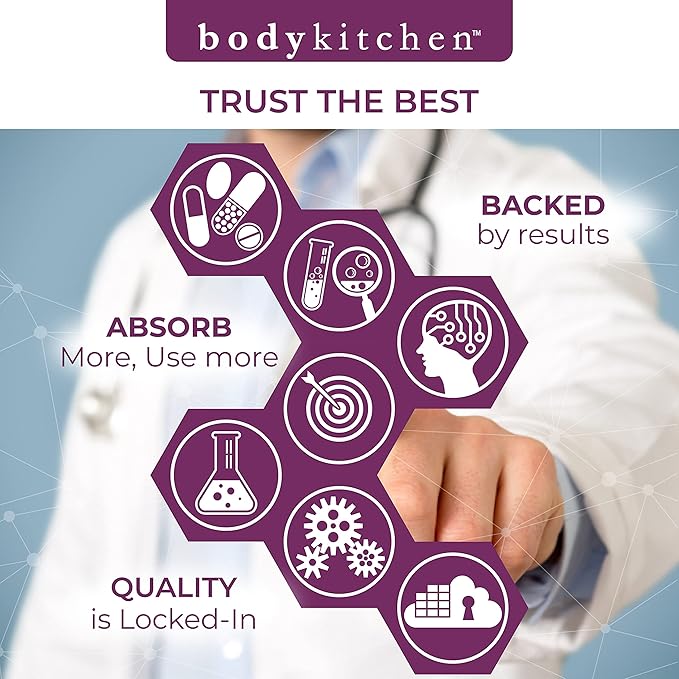 Body Kitchen Total Beauty Advanced Contains Elastin Keratin Biotin and Hyaluronic Acid Supports Hair Growth Skin Renewal Nail Strength Veggie Caps 90 Count