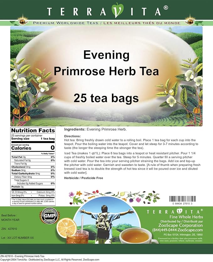 Evening Primrose Herb Tea (25 tea bags ZIN: 427610)