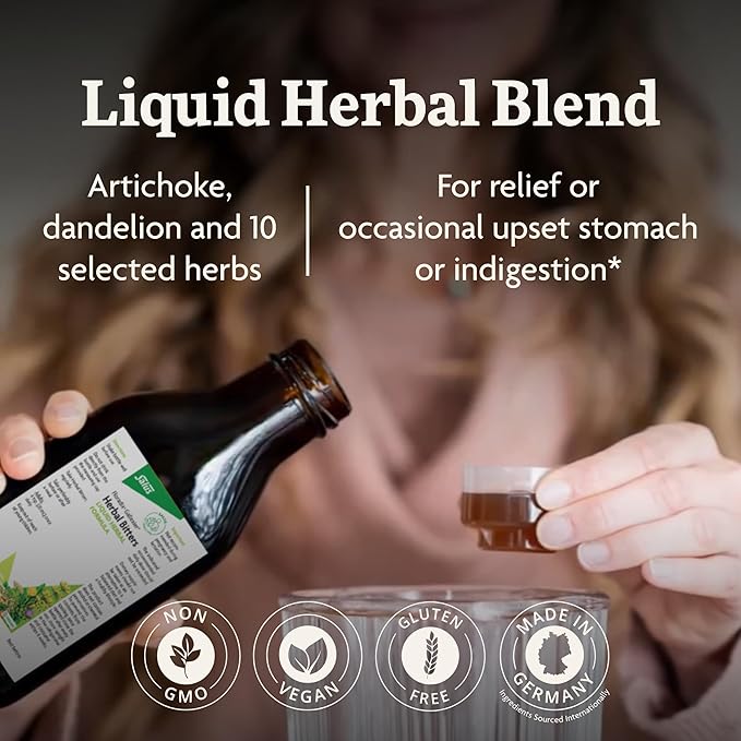 Floradix Gallexier Herbal Bitters - Digestive Support Supplement with Artichoke Dandelion Turmeric Ginger &amp More - Liquid Formula - Easily Absorbed - Vegan Non-GMO - 8.5 fl oz