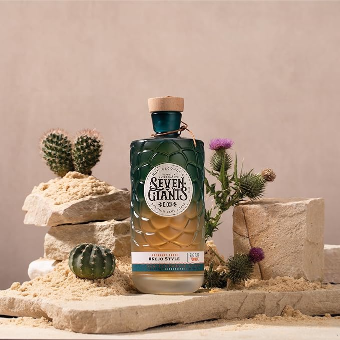 Seven Giants Añejo Style Tequila Alternative | Non Alcoholic Spirits | Premium Non Alcoholic Drinks by Spirits of Virtue | Imported by Think Distributors (700ml)