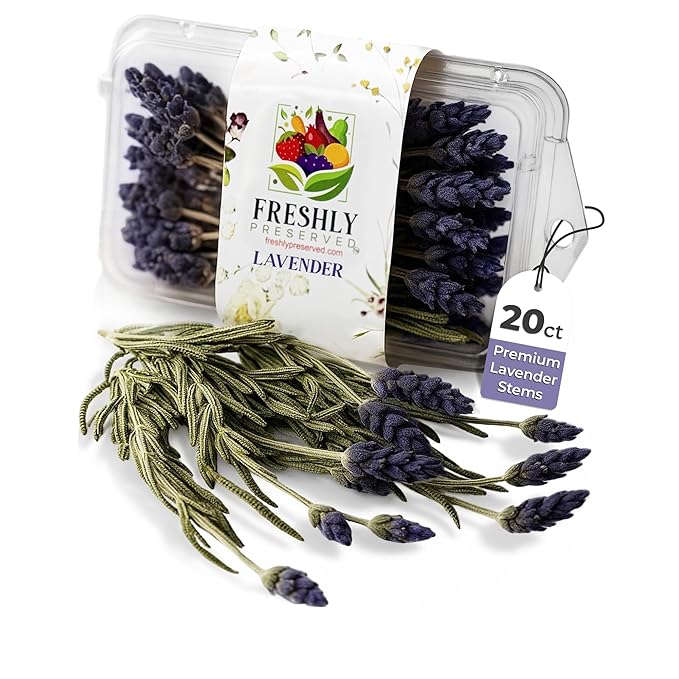 Freshly Preserved Lavender Dried Flowers - Edible Lavender for Drinks Toppers Cakes Decoration Baking &amp DIY Crafts - 20 USA-Grown Freeze-Dried Edible Flowers - 0.2 Oz