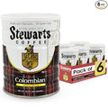 Stewarts Colombian Light Medium Roast Ground Coffee Blend - Mild Bright Tasty Flavored Gourmet Coffee Grounds - Great for Hot Cold Brew Morning Breakfast Cafe &amp More (23oz Pack of 6 Cans)