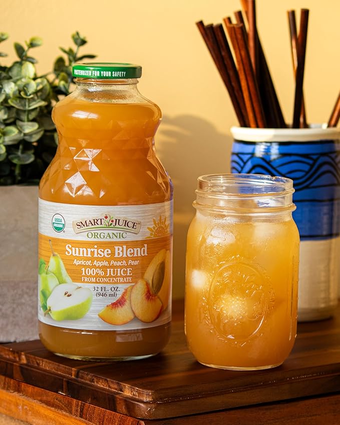 Smart Juice Organic Sunrise Blend Juice - 32 fl oz glass - (Pack of 6) 100% Juice
