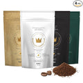 4-Pack Specialty Variety Coffee Kit – Arabica Ground in Brazil – Explore Artisanal Flavor Notes of Chocolate Caramel Fruits and Spices – Carefully Harvested Medium Roast – Brazilian Coffee King