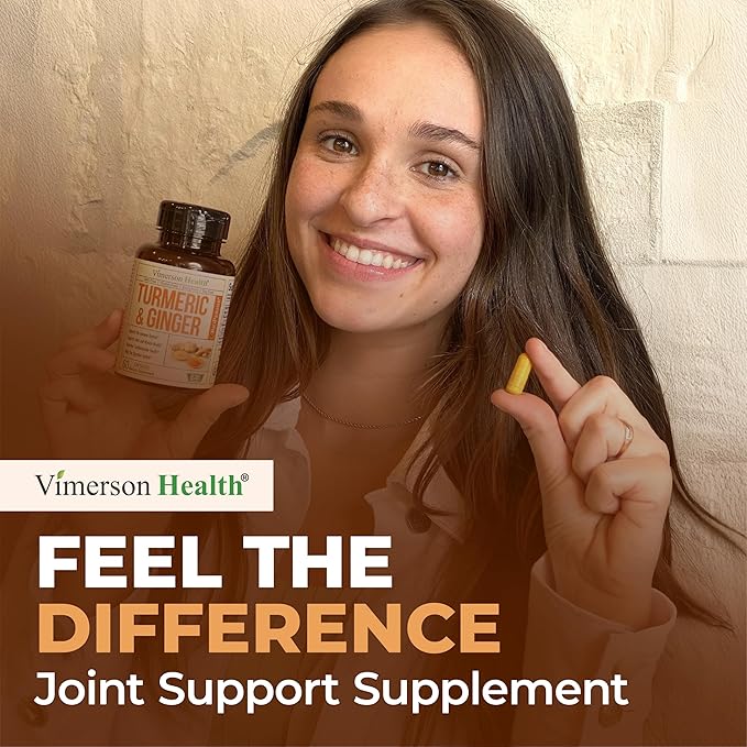 Turmeric Curcumin Supplement with Ginger Root for Joint Support Digestive &amp Gut Health - Contains Organic Turmeric Curcumin with Black Pepper (Bioperine) for Enhanced Absorption - 60 Capsules
