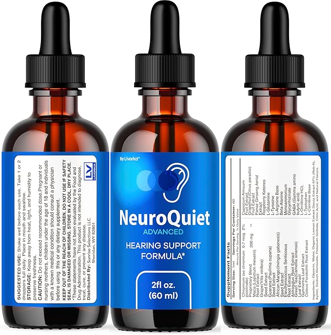 (2 Pack) NeuroQuiet Drops - Official NeuroQuiet Daily Hearing Support All Natural Clean Liquid Advanced Formula for Ear Health Auditory Clarity &amp Inner Ear Balance Reviews 2 Bottles for 2 Months