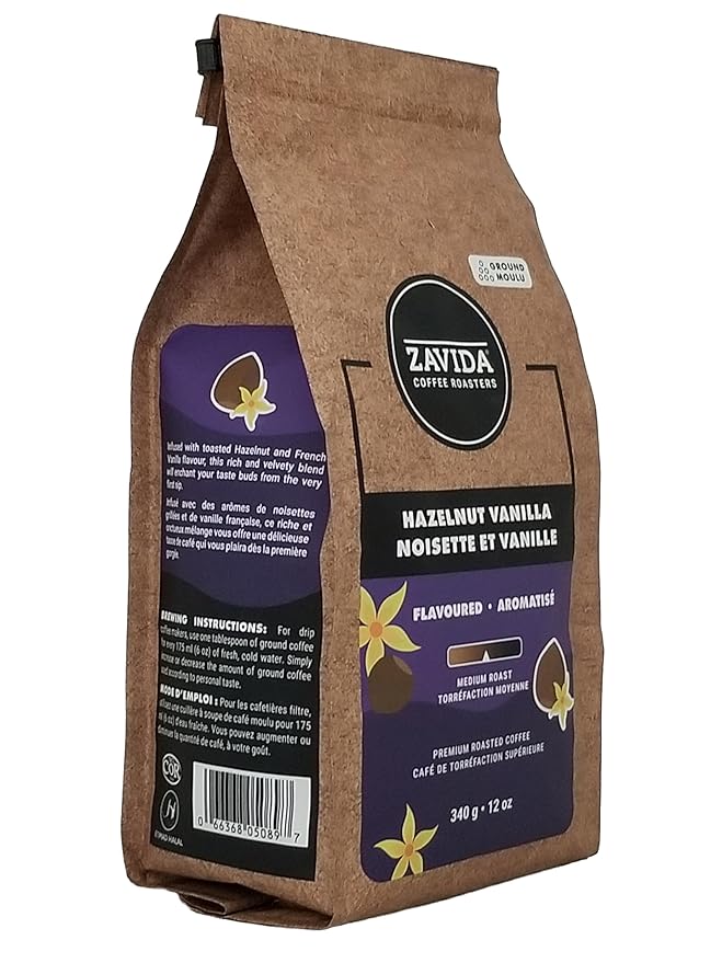 Zavida Premium Hazelnut Vanilla Ground Coffee 340g/12 oz