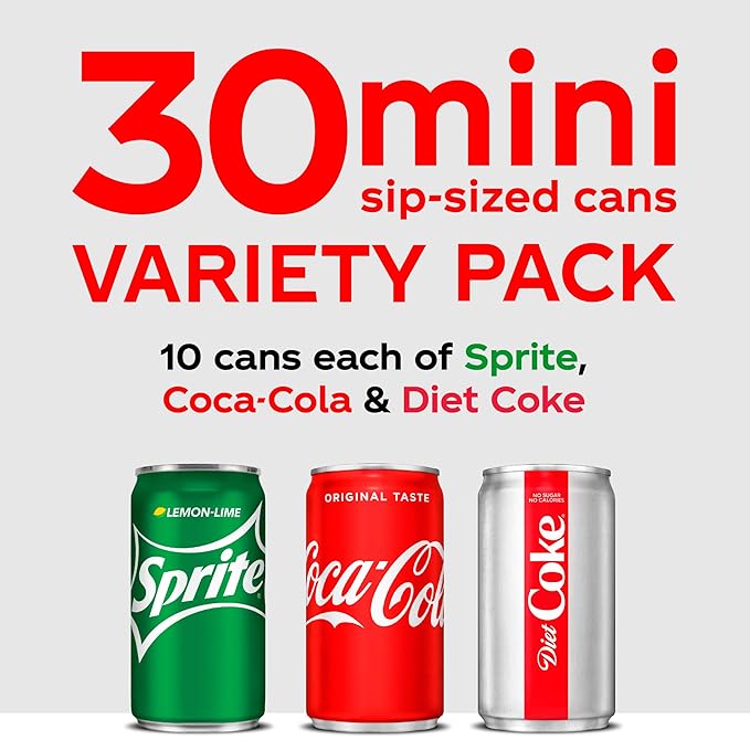 Coca-Cola Mini Can Variety Pack 7.5 Fl Oz Pack Of 30 (10 Each: Coke Classic Diet Coke Sprite) 7.5 Fl Oz ()