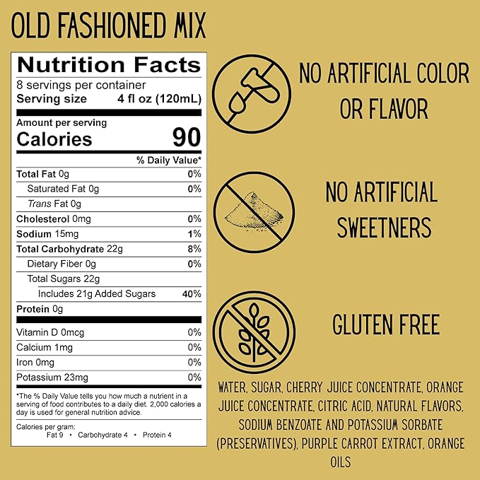 SPOOKY - Old Fashioned Mix - Real Orange &amp Cherry Juice Real Sugar - No Artificial Colors Flavors or Corn Syrup - Premium Gluten Free Cocktail Mixer Kit - 32 Oz (Pack of 2)