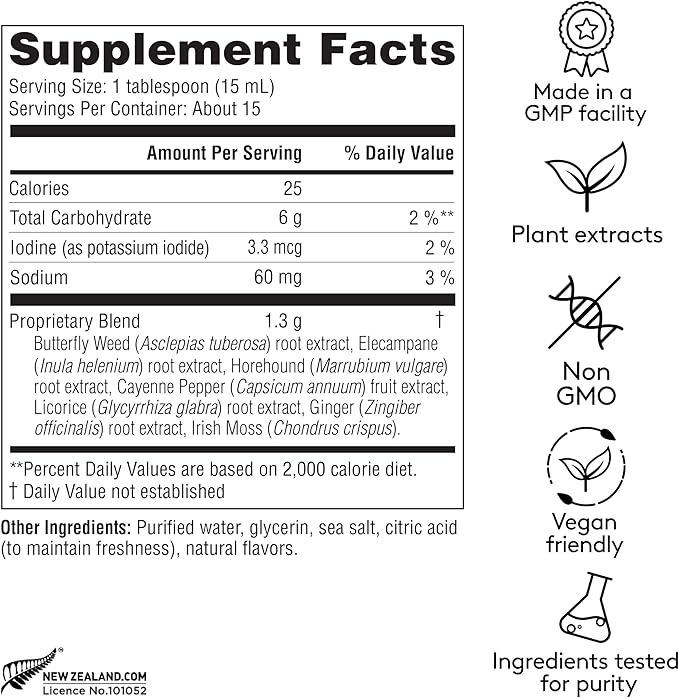 Deep Lung Support Tonic Herbal Formula for Respiratory Health Clear Breathing Bronchial Congestion Plant-Based - 7.8 fl oz (15 Servings)
