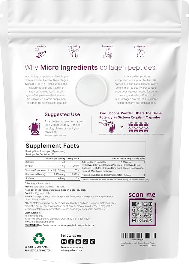 Micro Ingredients Vitamin D3 K2 Gummies &amp 8-in-1 Multi Collagen | Bundle | Sugar-Free Passion Fruit Flavor | 5000 IU D3 + 100 mcg K2 MK-7 | Hydrolyzed Peptides + Biotin Hyaluronic Acid &amp Vit