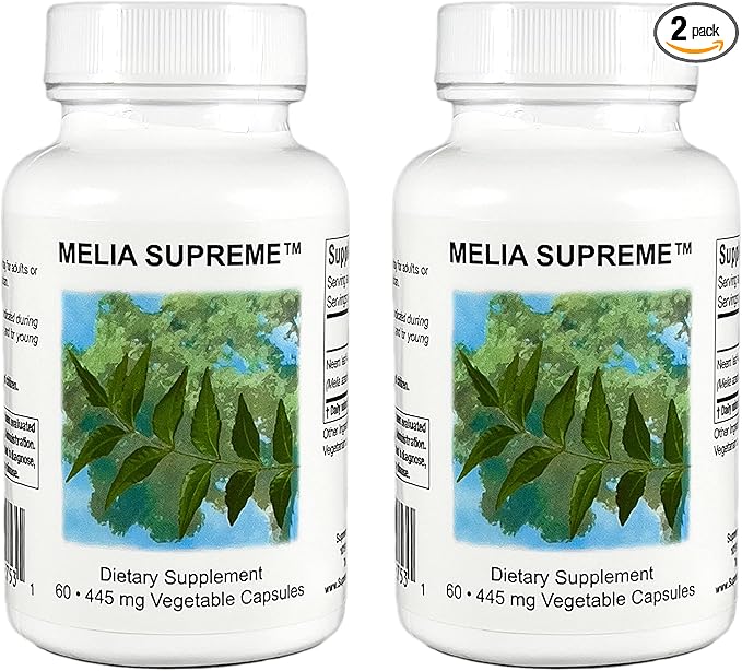 Supreme Nutrition Melia Supreme 60 Pure Powdered Neem Leaf Vegetarian Capsules (Pack of 2)