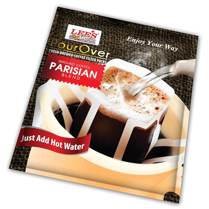 Lee's Coffee Pourover Fresh Ground Filter Packs Parisian 50 Count