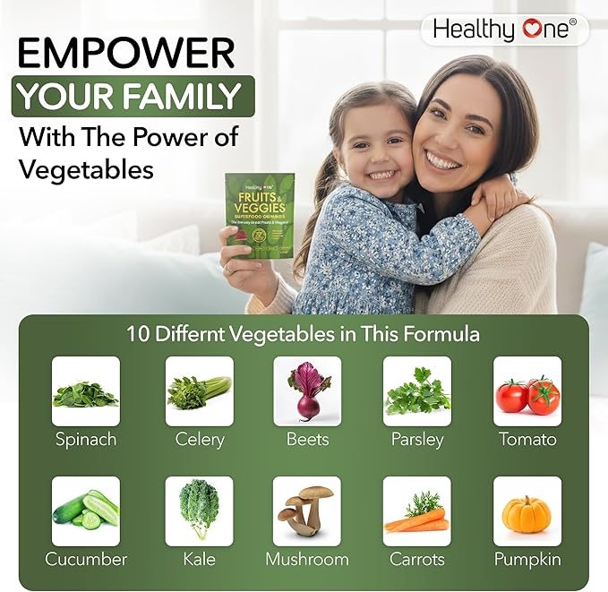 Fruits &amp Veggies Sugar-Free Gummies - 27 Whole Foods - Equals 3 Servings of Fruits &amp Vegetables - Improve Energy Focus &amp Immune Function - Fiber - Antioxidants - Organic Ingredients - 28