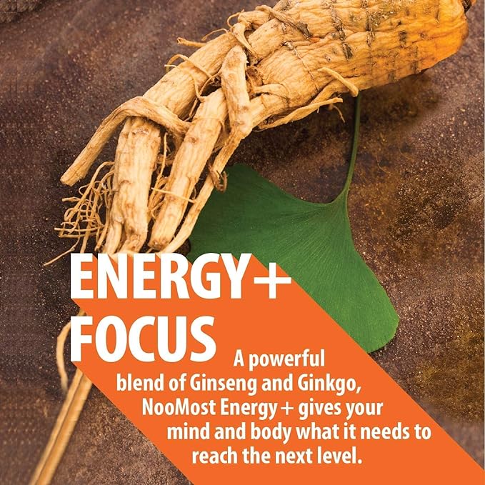NooMost Authentic Korean Red Panax Ginseng + Ginkgo Biloba 120 Vegan Capsules Ginseng Root Extract Powder 1000mg (10% Ginsenosides) + Gingko Biloba 60mg Energy and Focus Pills for Men and Women