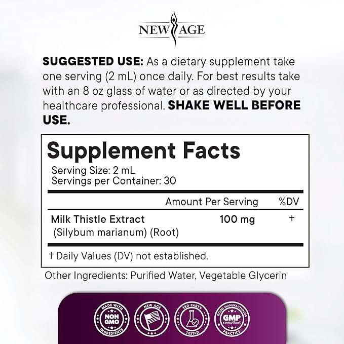 Milk Thistle Liquid Drops – All Natural Milk Thistle Extract with Silymarin – High Absorption – Non-GMO Gluten-Free – 8 oz