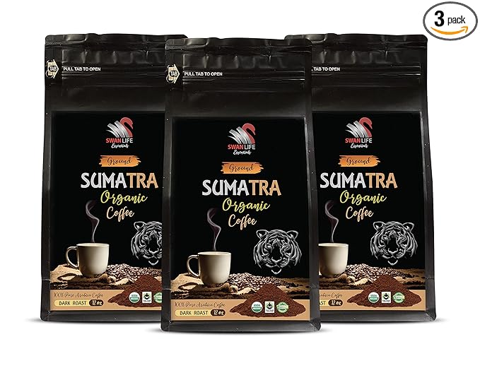 dark roast coffee beans - SUMARTA GROUND COFFEE ORGANIC arabica dark rost fair trade low acidity - organic whole bean coffee dark roast 3 Bags (36 Oz)