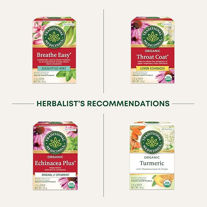 Traditional Medicinals Tea Organic Echinacea Plus Elderberry Boosts the Immune System 96 Tea Bags (6 Pack)