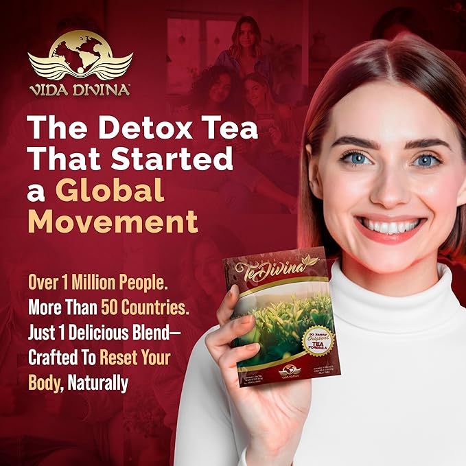 Te Divina | Slimming Detox Tea for 7 days | Herbal Tea for Weight Management Belly Fat &amp Colon Cleanse | Bloating Relief Energy &amp Digestion | Siberian Chaga Ganoderma Chamomile Ginger | T