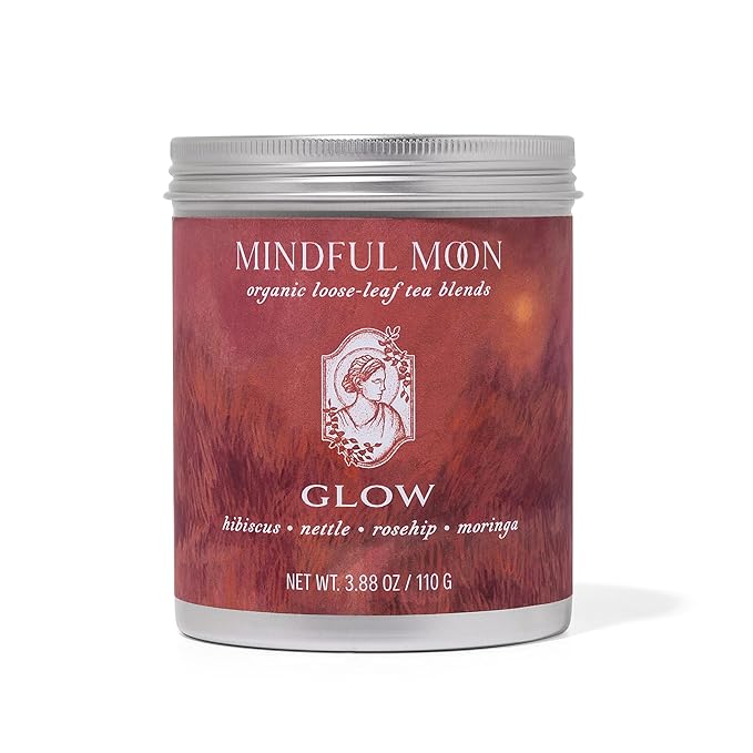 Glow Herbal Tea by Mindful Moon – Vitality &amp Wellness Blend with Hibiscus Moringa &amp Rosehip – Caffeine-Free Loose Leaf (Large)