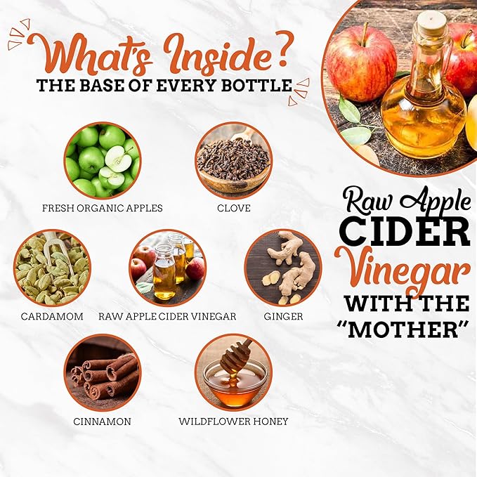 Fire Brew Premium Shrub – Spiced Apple Shrub | 16 Concentrated Servings of Organic Ingredients for Cozy Sweet Tart Flavor with Apple Cinnamon Ginger Cardamom Clove and Honey – 8oz