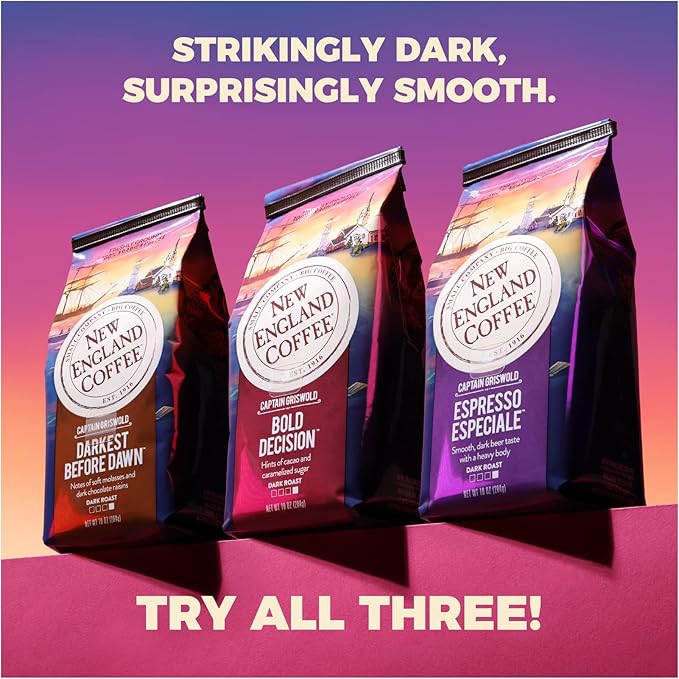New England Coffee Ground Coffee Darkest Before Dawn Dark Roast 10oz Bag (Pack of 6)