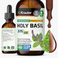 BIO KRAUTER® Holy Basil for Calm &amp Relaxation Support - Vegan Holy Basil Supplement 625 mg per Serving for Mood Support - 2 Fl.Oz. 28-Day Supply Alcohol &amp Sugar Free Herbal Adrenal Supplemen