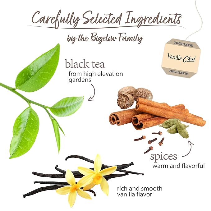 Bigelow Tea Vanilla Chai Black Tea Caffeinated Tea 20 Count (Pack of 6) 120 Total Tea Bags