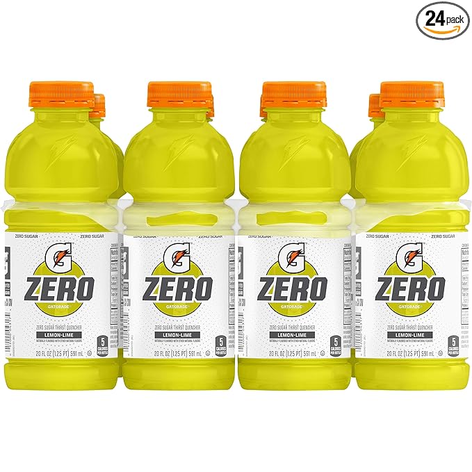 Gatorade Zero Sugar Thirst Quencher Lemon-Lime 20 Ounce 8 Count (Pack of 3)