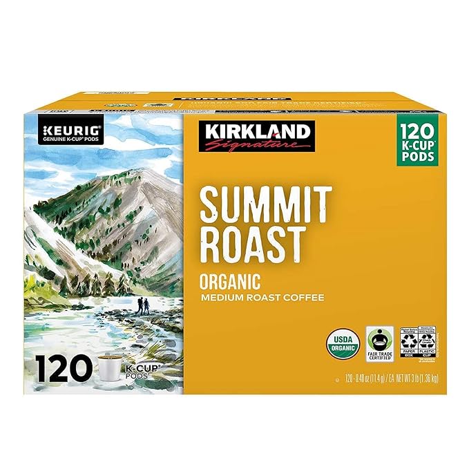 Kirkland Signature Organic Medium Blend Roast Recyclable K Cup Pods 3 lb 120 Count