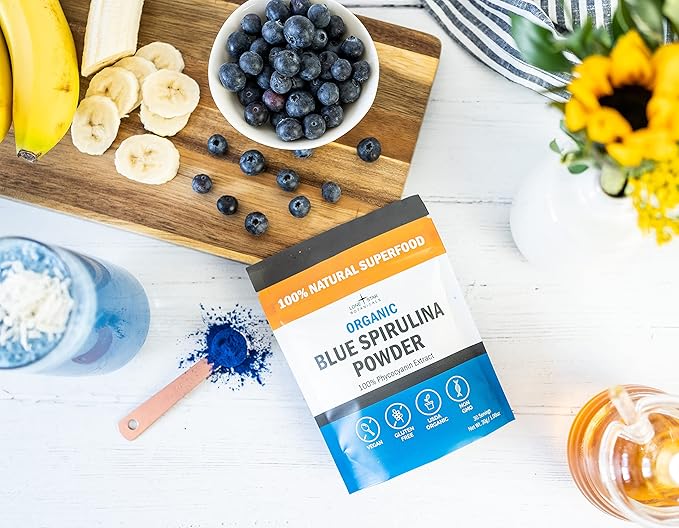 Lone Star Botanicals Organic Blue Spirulina Powder - 100% Pure Blue-Green Algae No Fishy Smell Vegan Superfood for Smoothies &amp Drinks Non GMO Gluten-Free Vegan