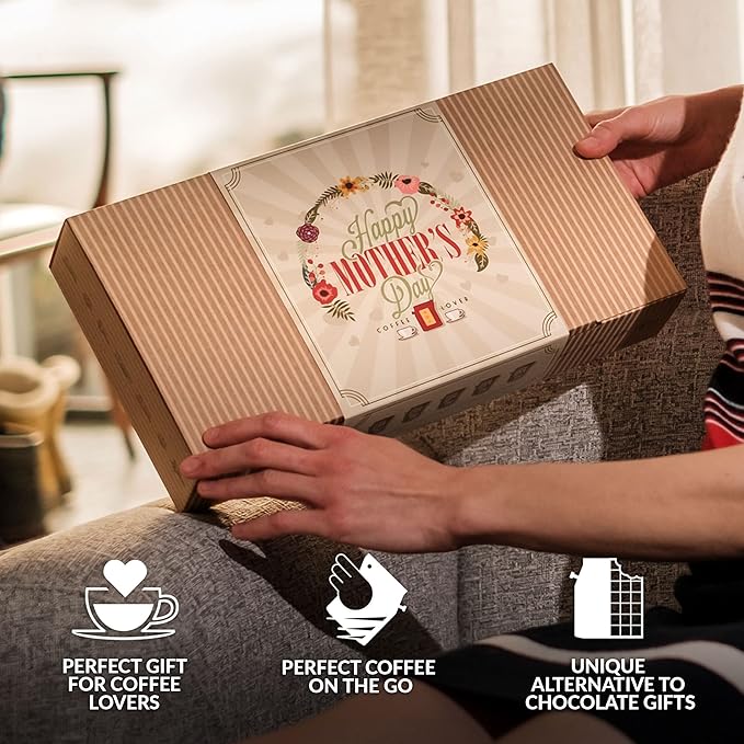 Mother’s Day Gift Box for Coffee Lovers - 10 of The World's Finest Single Estate Specialty &amp Organic Coffees | Brew &amp Enjoy Anytime Anywhere | Hamper Style Letterbox Gift Idea for Mom