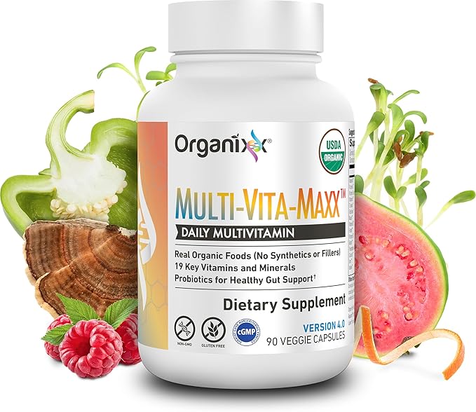 Organixx Clean Sourced Collagens (30 Serv) &amp Multi-Vita-Maxx (90 Caps) Bundle Protein w/Vitamin C &amp Zinc Plus USDA Organic Whole Food Multivitamin Supports Hair Joints &amp Daily Energy G
